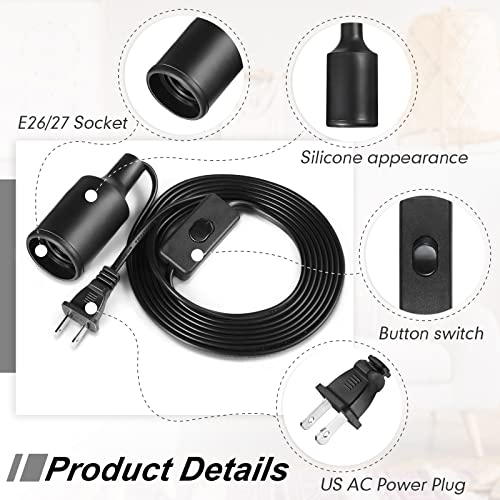 10 Pack Pendant Light Cord with Switch for E26 E27 (9.8 Feet)