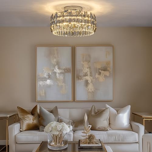 Crystal Ceiling Fan with Lights (Electroplated Silver - 20 Inch)