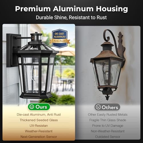 Large Black Motion Sensor Outdoor Lights (Black / Large 1-Pack)