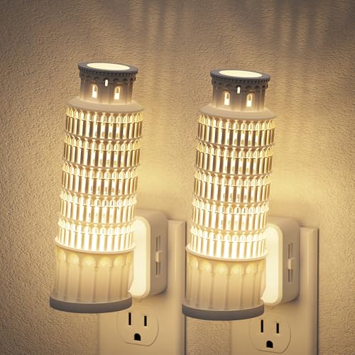 Night Lights Plug into Wall (Leaning Tower of Pisa / 2 Pack)
