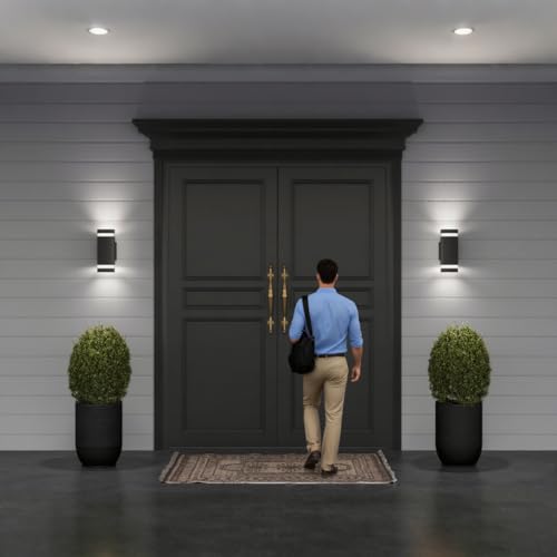 Dusk to Dawn Outdoor Wall Sconce Lighting (Semi Cylinder 3 Pack)
