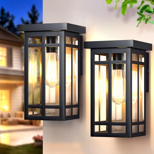 Solar Porch Lights Outdoor 2 Packs