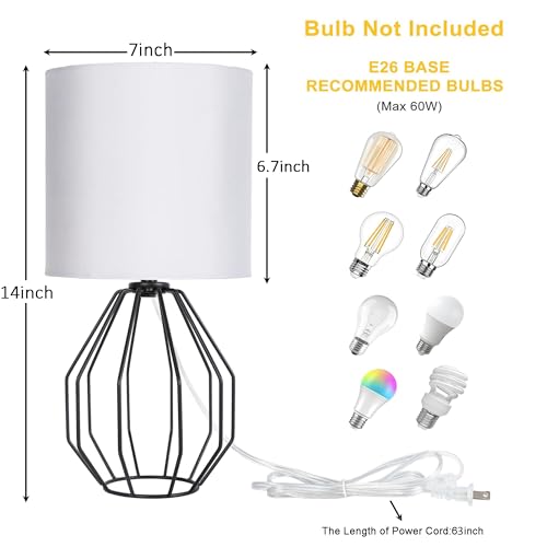 Small Table Lamp Set of 2 Black (Black 2 Pack)