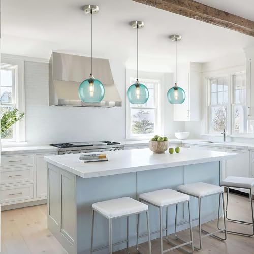 Aqua Pendant Lights Kitchen Island 1 Pack (Light Blue / M - 7.87 in)