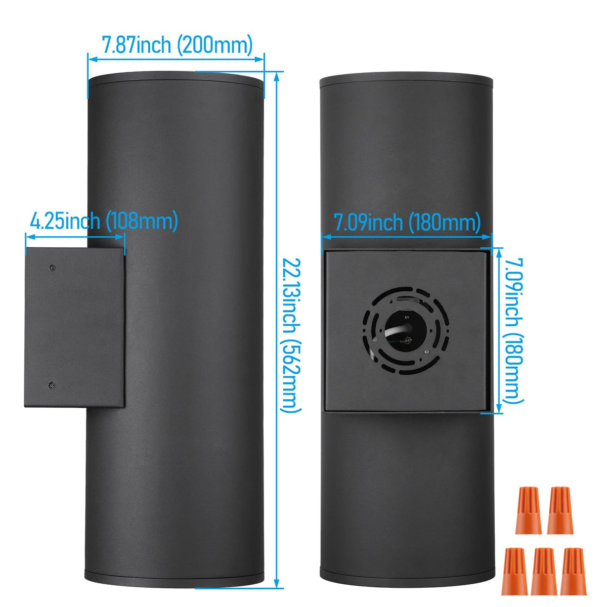 2 Pack 22 Inch 5CCT LED Cylinder Up Down Wall Light Outdoor (5CCT / 22 Inch)