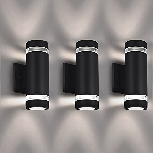 Outdoor Wall Sconce Dusk to Dawn Exterior Lighting Fixture (Cylinder 3 Pack)