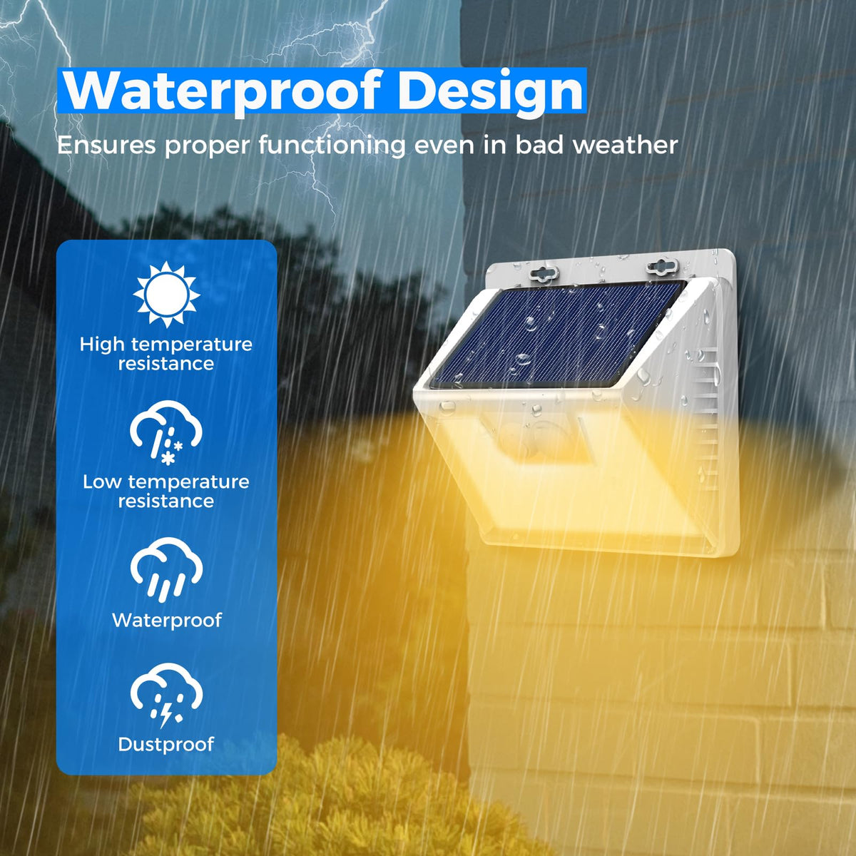 Solar Lights Outdoor Motion Sensor Waterproof (1 Pack / White Frame-Warm)