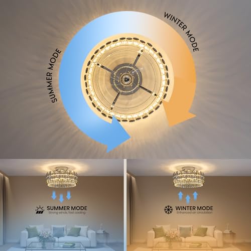 Crystal Ceiling Fan with Lights (Electroplated Silver - 20 Inch)