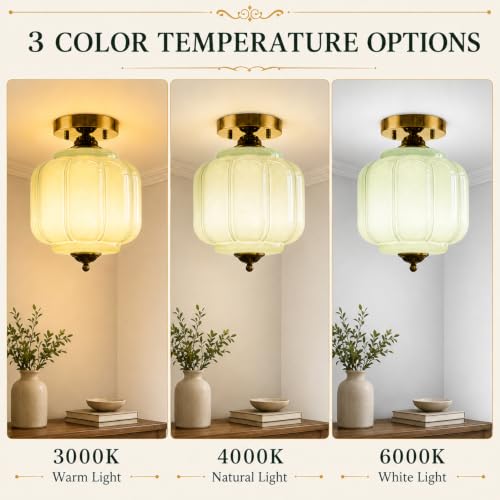 Glass Semi Flush Mount Ceiling Light Fixture