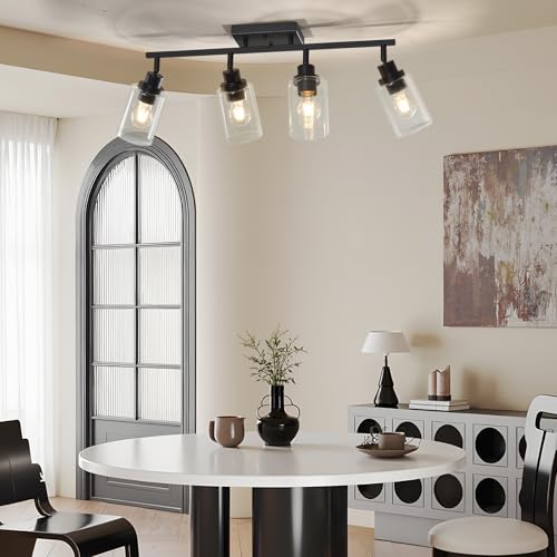 4 Light Kitchen Track Light Fixtures Ceiling Vanity Lights Black (Black / 4-Light)