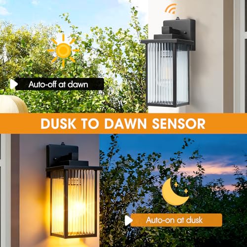13" Matte Black Dusk to Dawn Outdoor Light (Black / 13''-1 Pack)