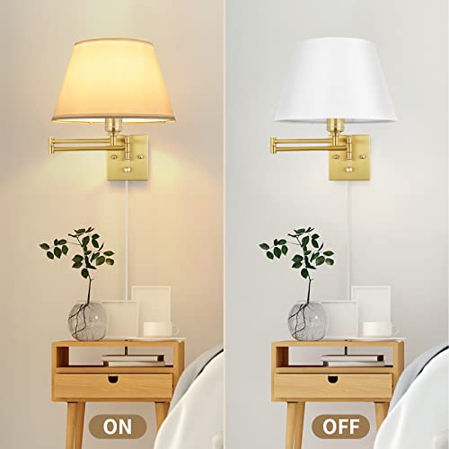 Dimmable Wall Sconce Plug in (Gold / Large)