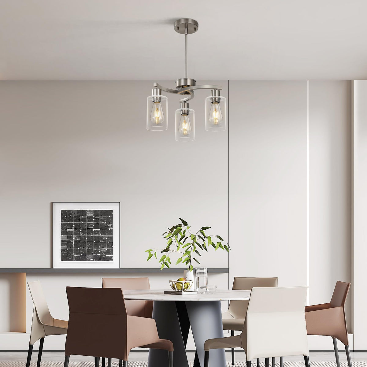 3 Light Brushed Nickel Dining Room Light Fixture (Brushed Nickel / 3-Light)