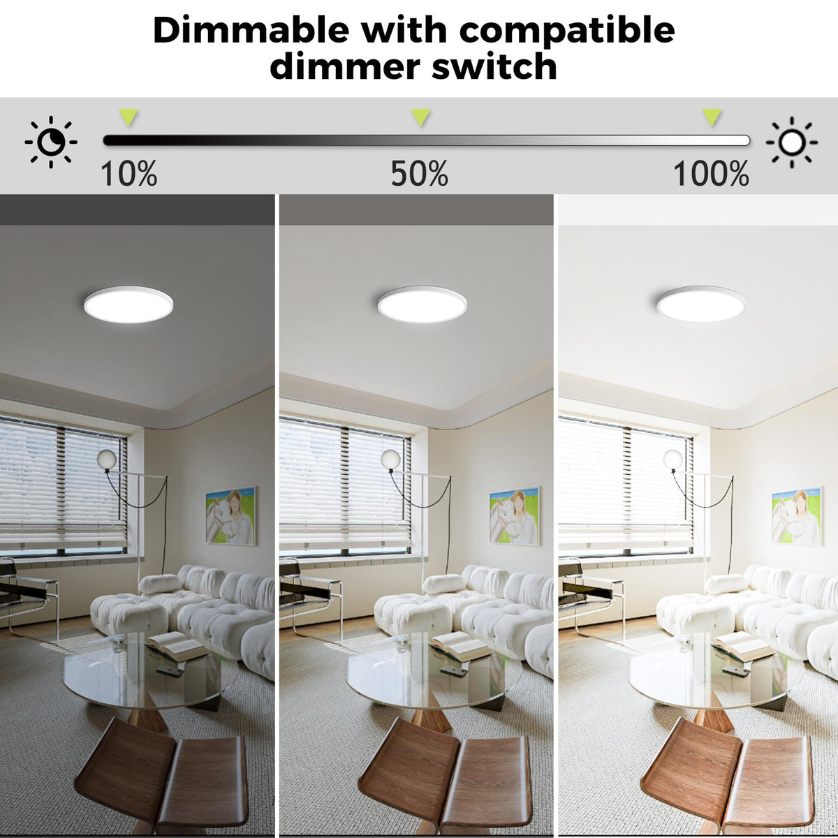 8Pack LED Flush Mount Ceiling Light Fixture (White / 12Inch-8pack)
