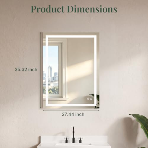 LED Bathroom Mirror with Lights (Led-white Rect / 36"L x 28"W)
