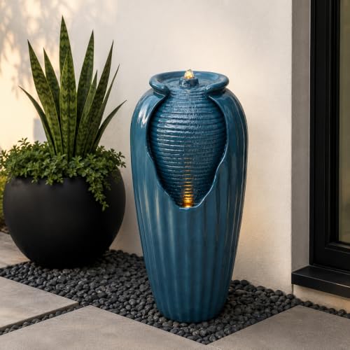 32'' Glazed Red Outdoor Water Fountain