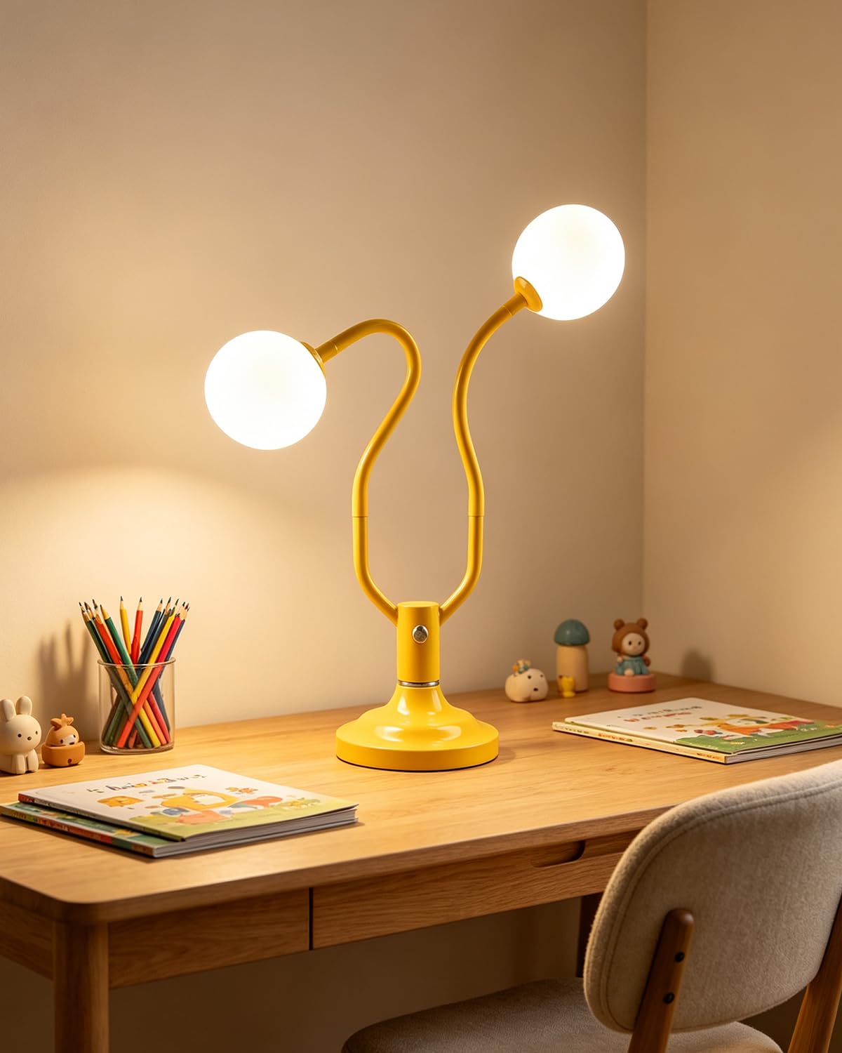 Yellow Globe Table Lamp Magic DIY Arms G9 Bulbs Included Dimmable (14-Yellow-Globe-2U-Magic DIY Arms)