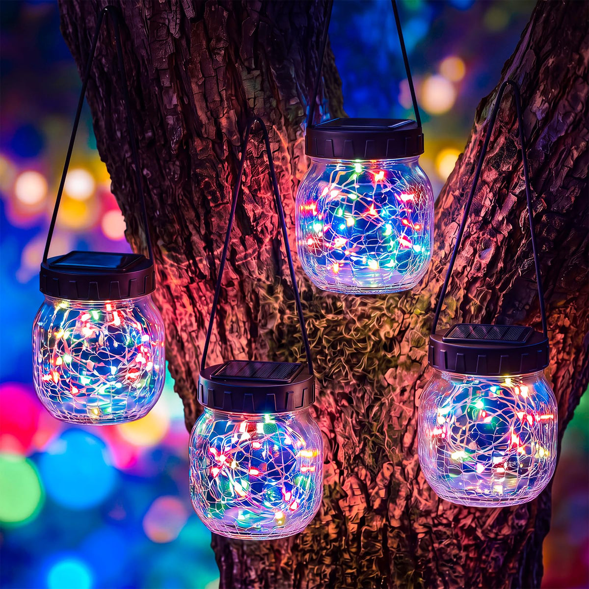 4 Pack Solar Lantern Outdoor Lights (Multicolor / 4 Pack)