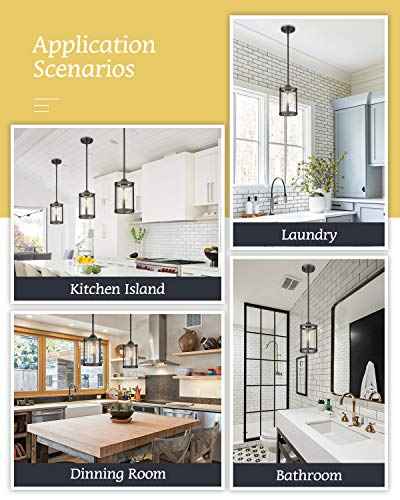 Pendant Lights Kitchen Island (Black - Wood Grain / 1-Light Pendant, 1 Pack)