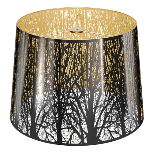 Black Stainless Steel Large Drum Lampshade (Black/Gold)