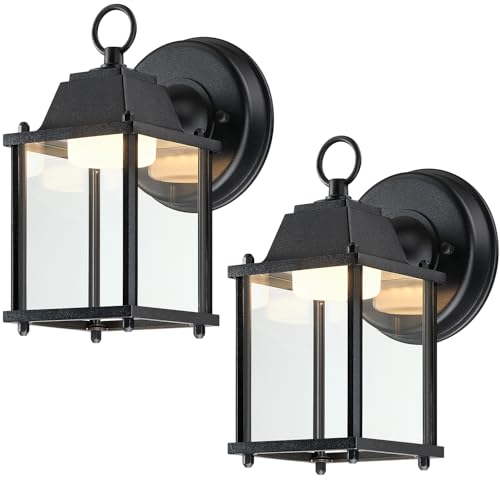 Outdoor Wall Light Fixture (3000K Black / 2-pack)