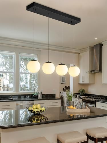 Dining Room Light Fixture 4 (Black-White / Rectangle 4-Light)