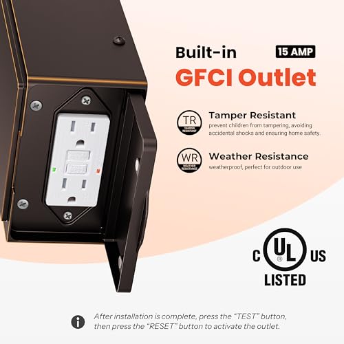Porch Light with Outlet (ORB(Gold Trim) / 1-pack)
