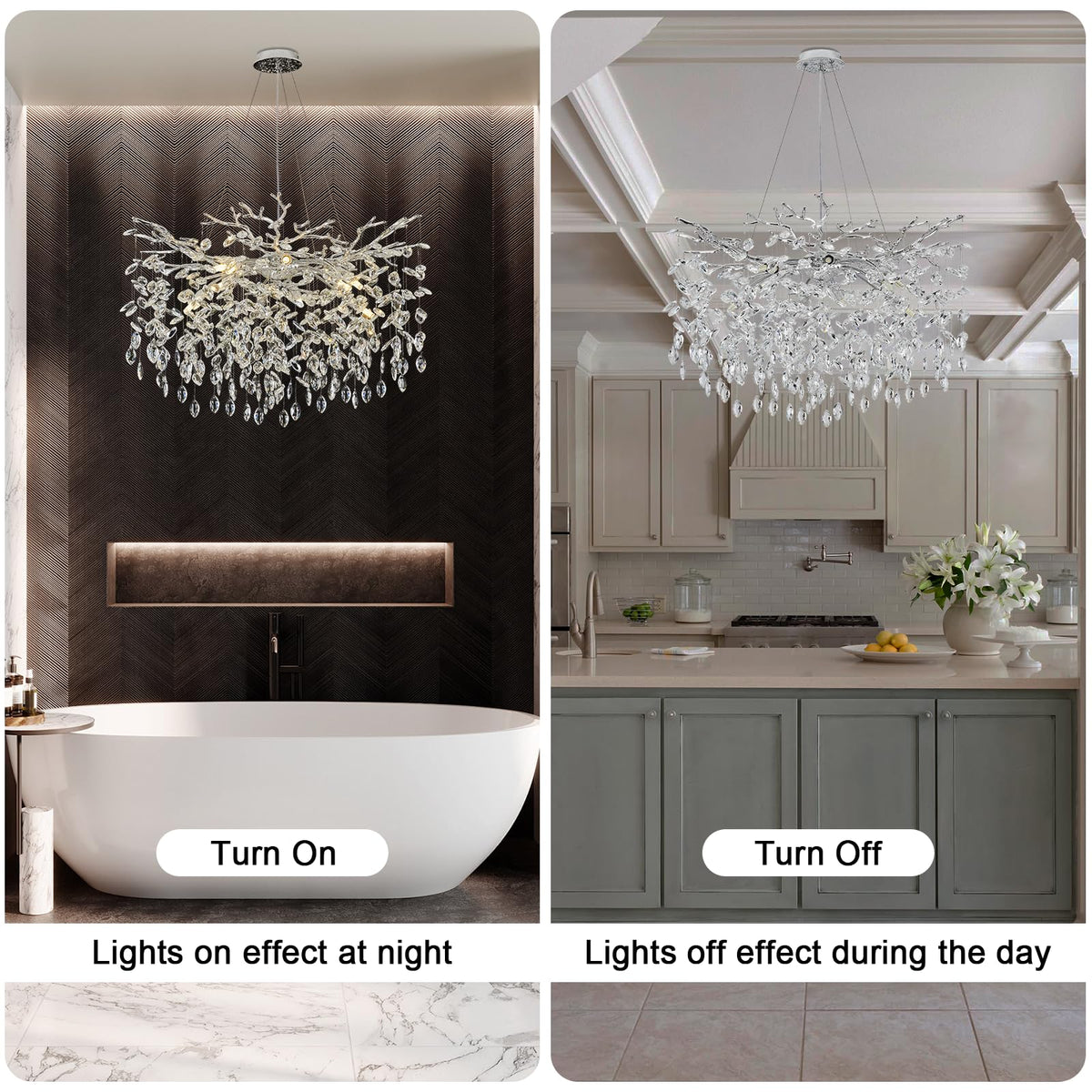 Modern Crystal Chandelier (Silver / A-D31.5 Inch)