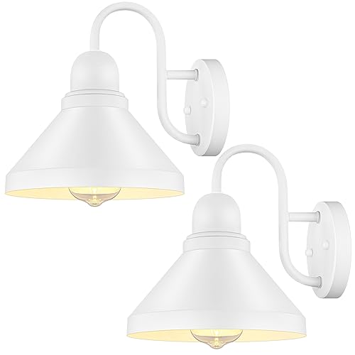 Gooseneck Outdoor Wall Lanterns (White / 9.25IN)