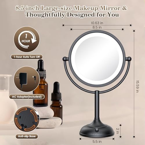 Professional 8.5" Large Lighted Makeup Mirror with Brighter Lights