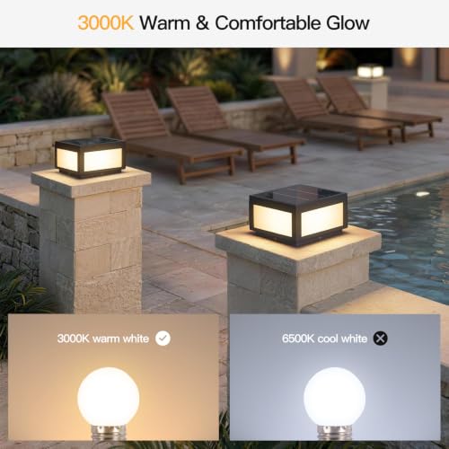 Solar Post Light Outdoor Modern Column Pillar Lamp Waterproof