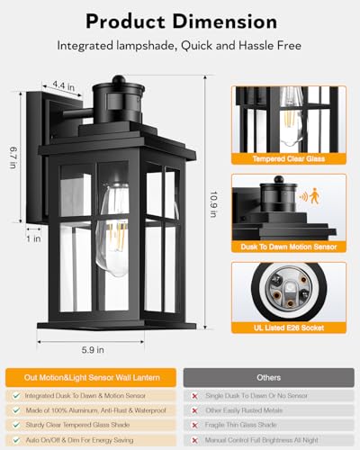 Motion Sensor Outdoor Light (Motion Sensor 1 Pack / Black)