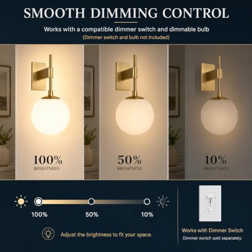 Large Globe Outdoor Wall Sconce (Brass)