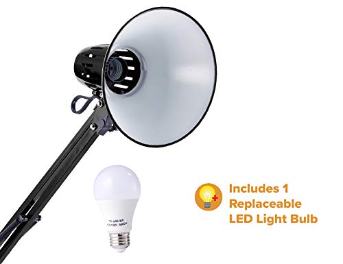 Office VLF100D Swing Arm Desk Lamp (36" Reach / Base, Black)