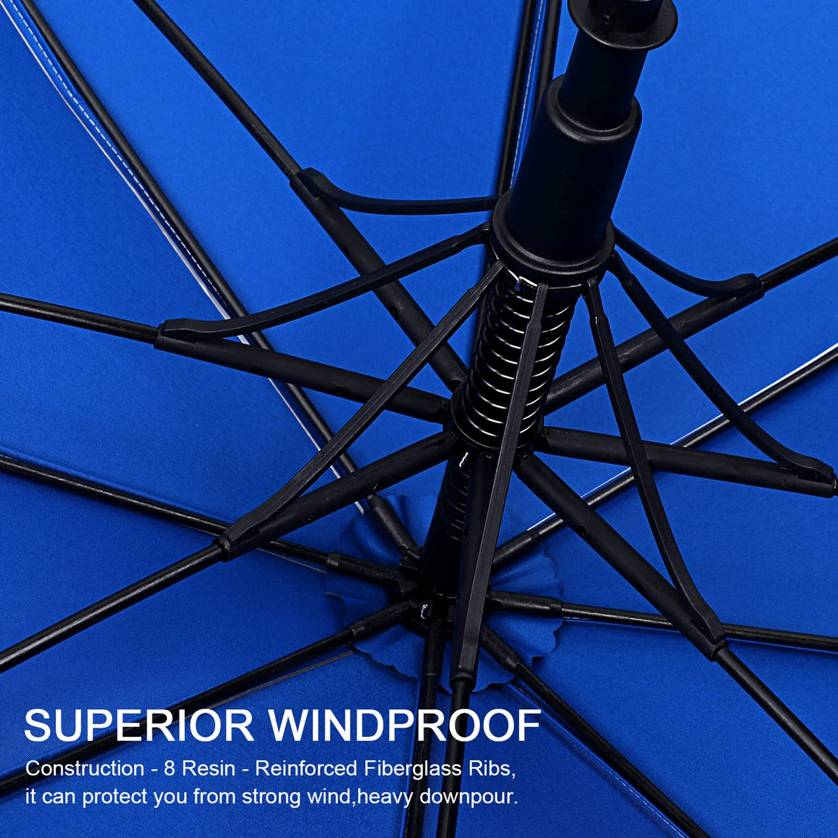 UV Golf Beach Umbrella 68”Auto Open Extra Large Sun Shade Umbrellas (Silver/Blue)