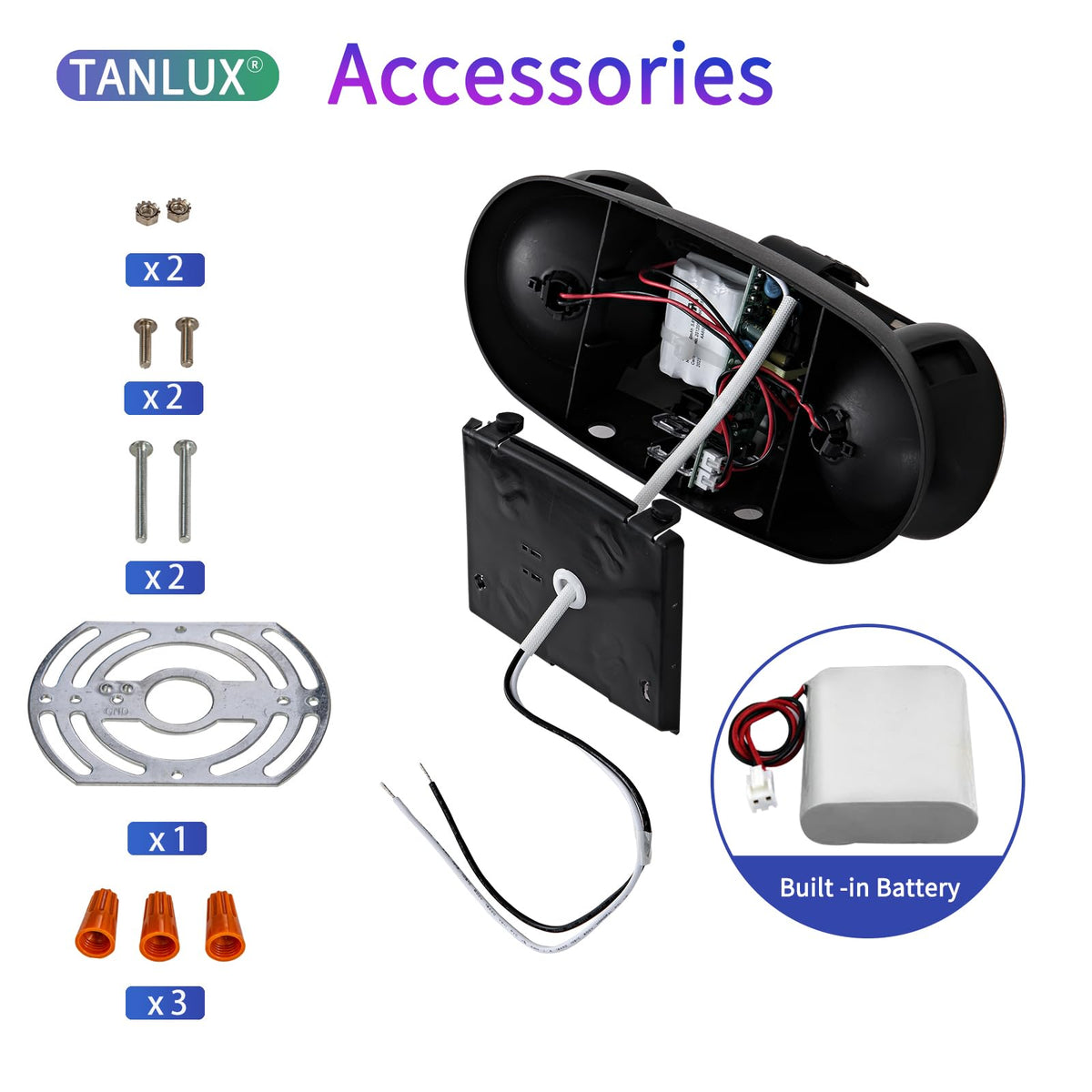 LED Emergency Lights with Battery Backup (6 Pack / Black)