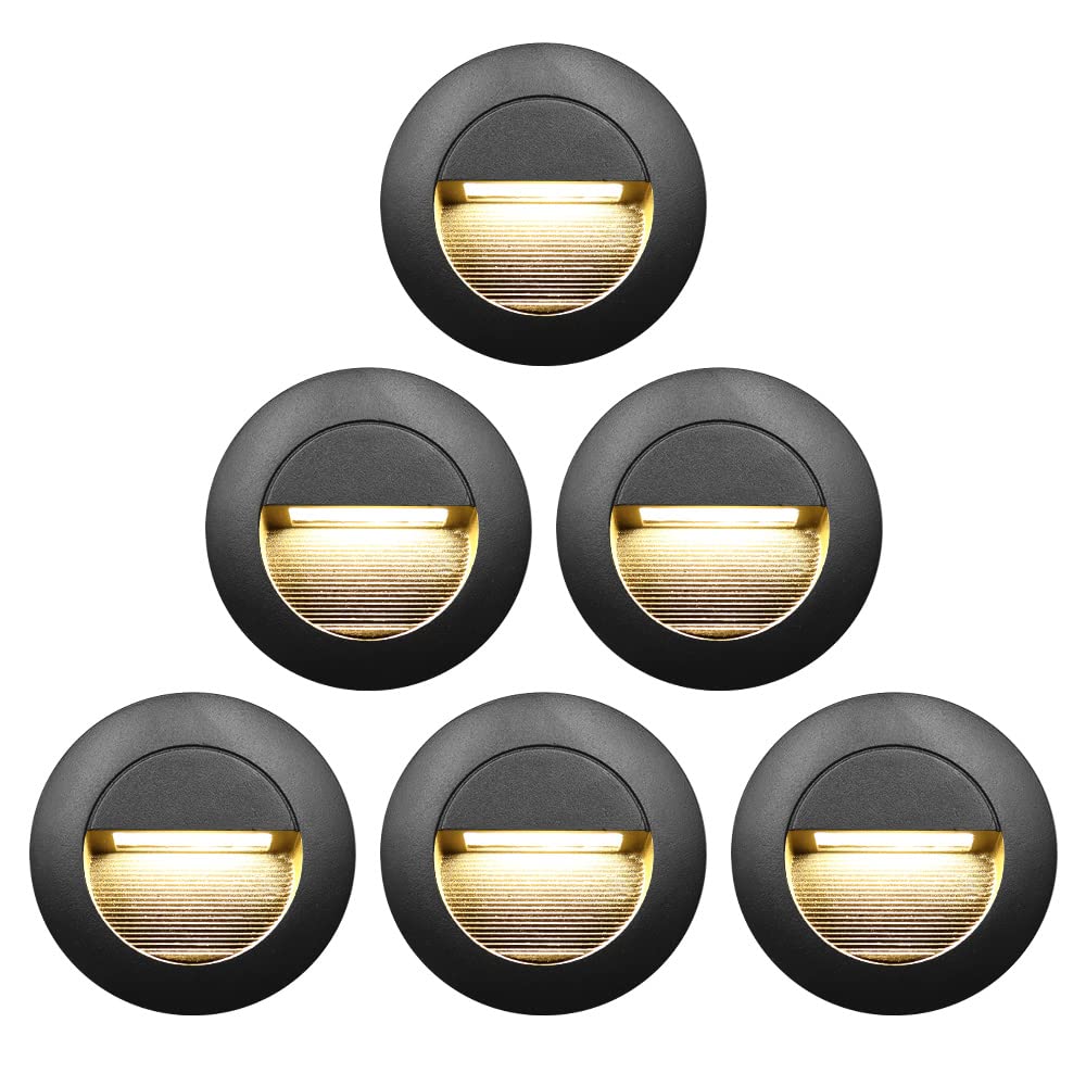 3WLEDRecessedStepLightWarmWhite120VIP65Waterproofblack (Black)