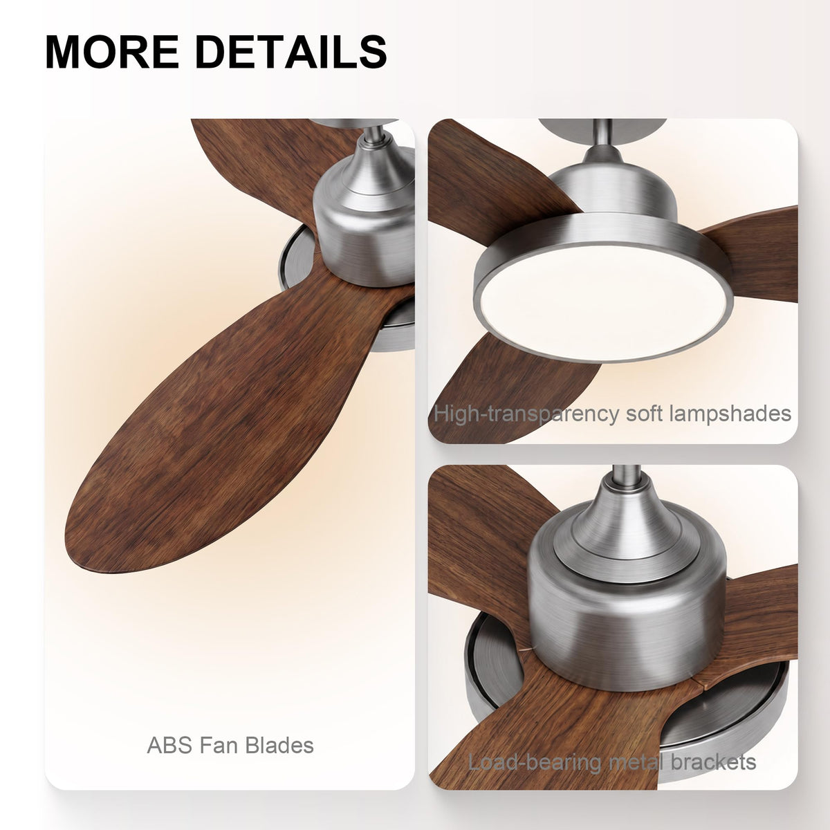2 Pack 42" Ceiling Fan with Lights (Silvery & Walnut / 42 Inch)