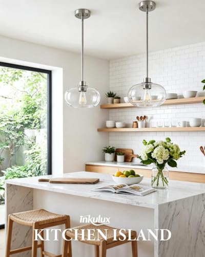 10 Inch Brushed Nickel Island Pendant Light for Kitchen (Brushed Nickel)