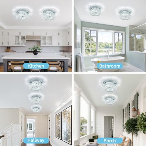 7.8” Crystal Ceiling Light Fixture (7.8in-Round-Cool White)