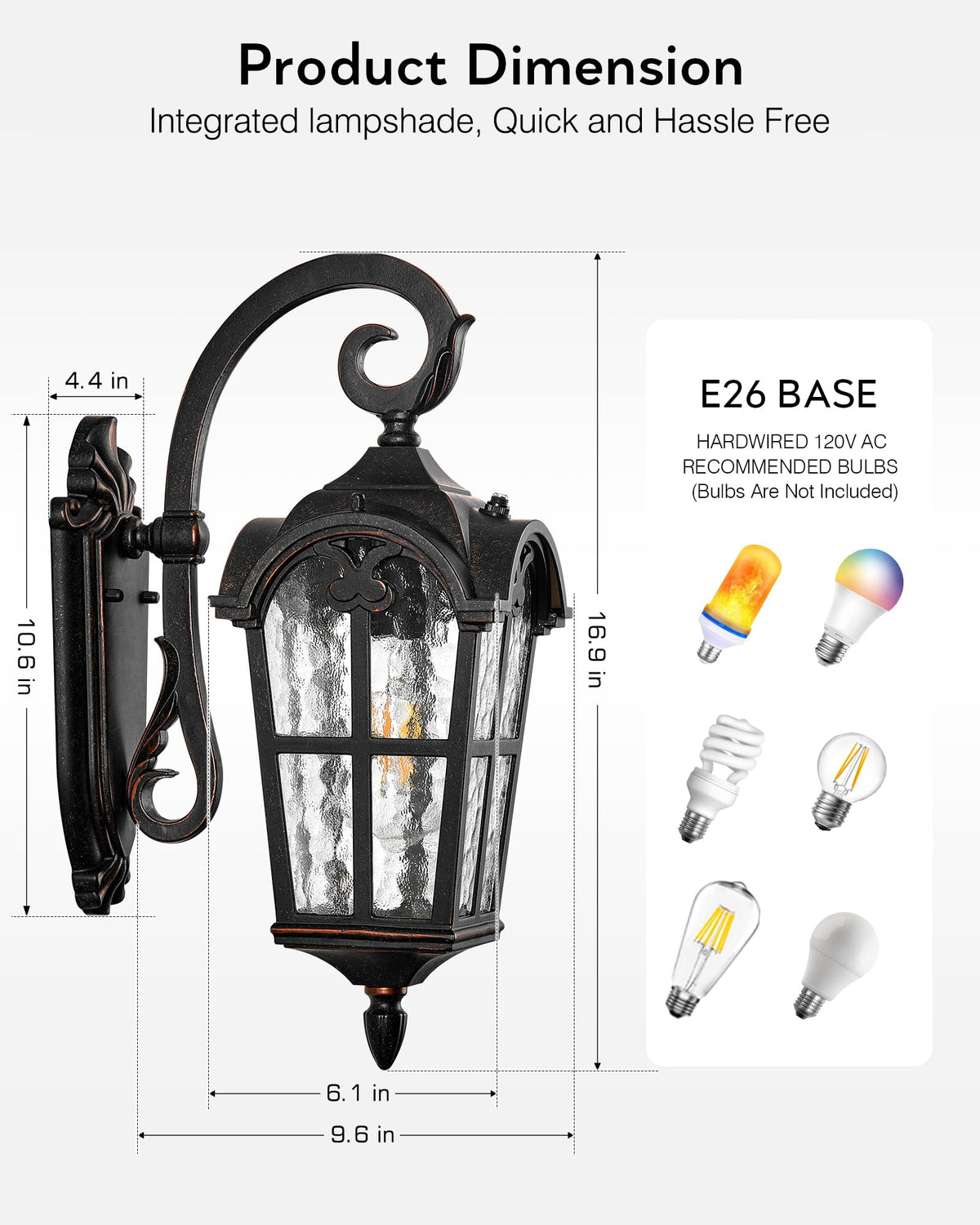 Exterior Lighting Fixtures (Vintage ORB(Gold Trim) / Down 1-Pack)