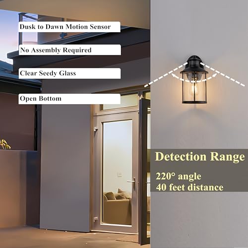 100W Max Black 3 Modes Motion Sensor Security Outdoor Wall Light (Black / 1 Pack H11.5" Motion)