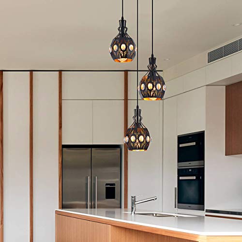 3 Light Industrial Pendant Lighting Vintage Hanging Ceiling Light Fixtures (YLC13-3HBlack)
