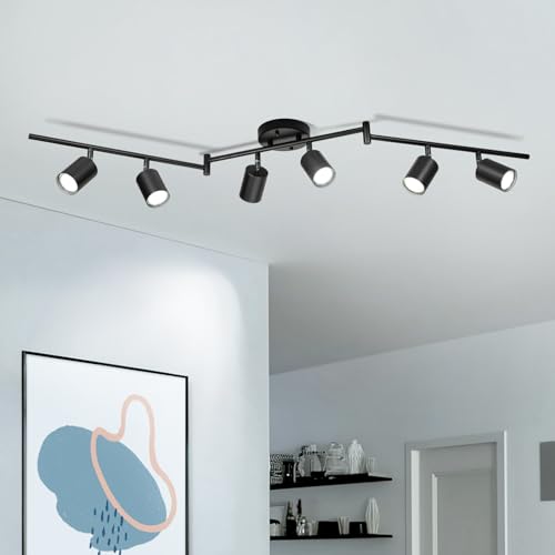 6 Ways Black Track Lighting Fixtures Ceiling Gu10 Bulb Not Included (Black / 6 Ways)