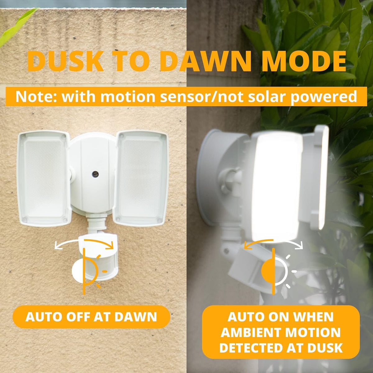 2 Pack 19W LED Flood Light Motion Sensor Outdoor (White / 2pack)