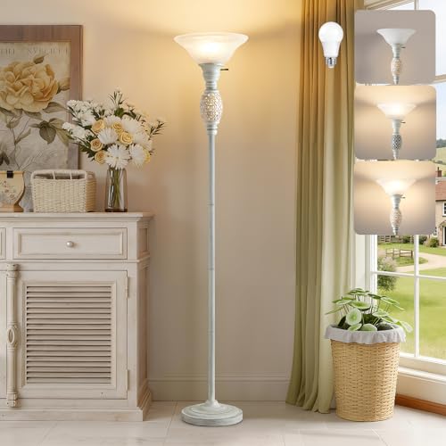 70" Torchiere Floor Lamp with NightLight (Silver Gray)