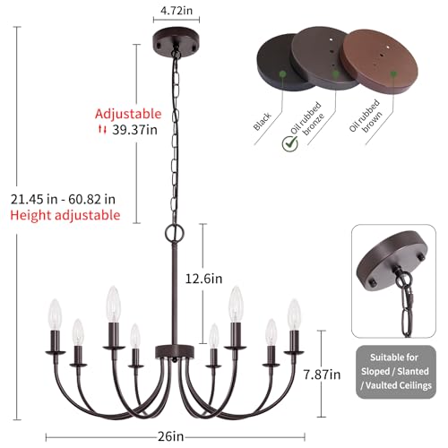 8 Light Farmhouse Chandelier for Dining Room (Oil-Rubbed Bronze / 8 Light)