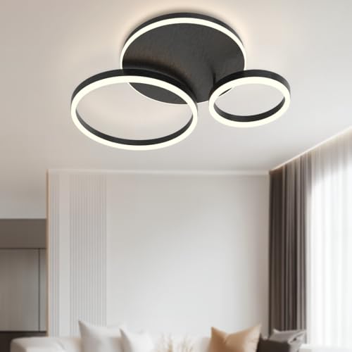 Chloe Flush Mount Ceiling Light (Black Ash / 3 Circles / Warm White)