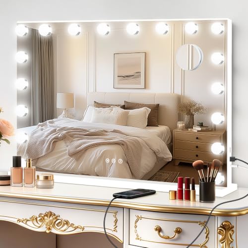 Vanity Mirror with Lights (White / 36"L x 24"W)