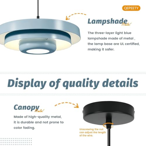 Light Blue Pendant Light (Light Blue / 19.7 Inch)